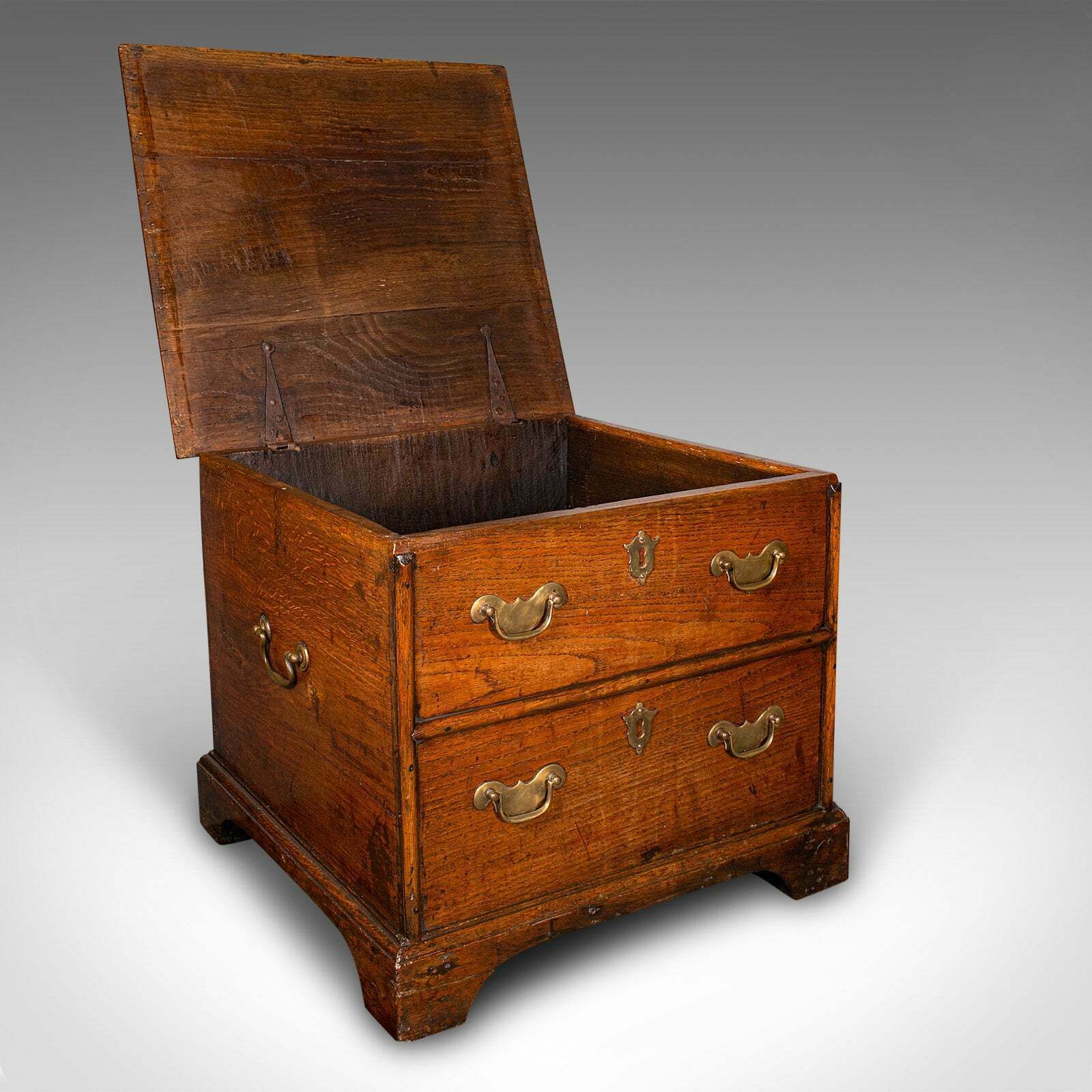 Antique Storage Chest, English, Oak, Fireside Bin, Bedside Box, Georgian, C.1780 photo furniture