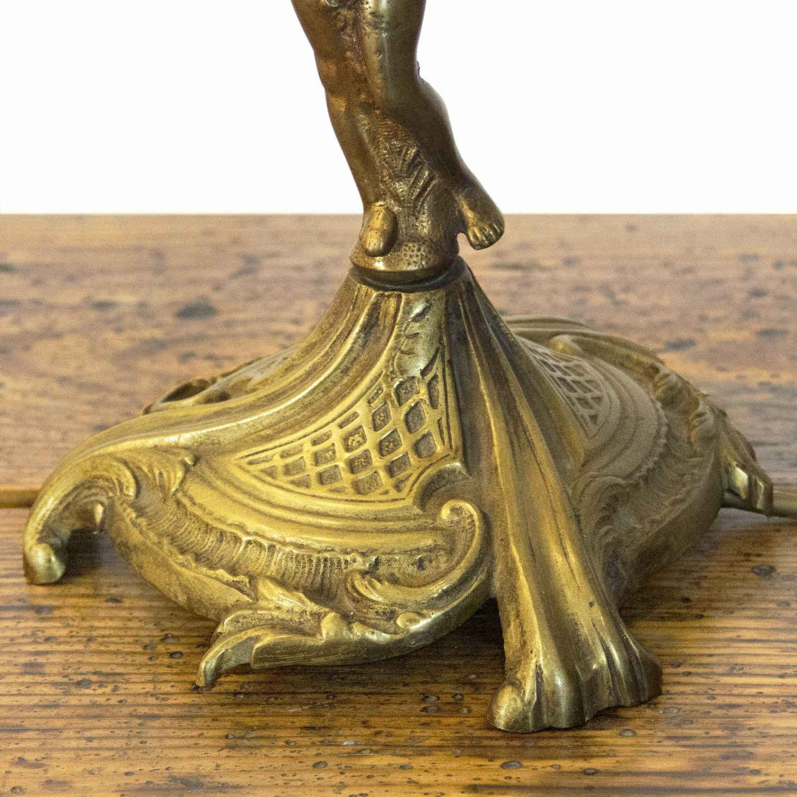 Vintage Bronze Candelabra Lamp With Green Crystals, 1930s photo vintage