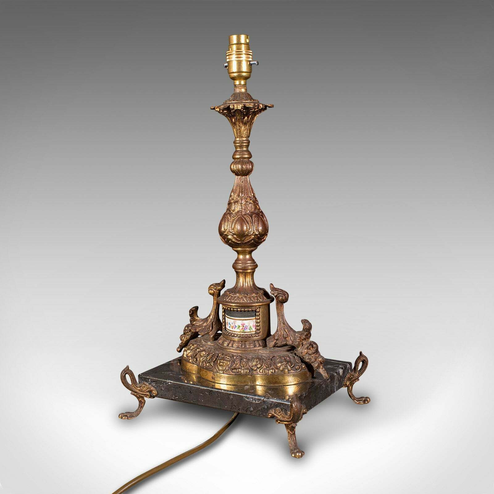 Pair Of Antique Lamp Bases, French, Gilt Metal, Marble, Table Light, Edwardian photo vinterior