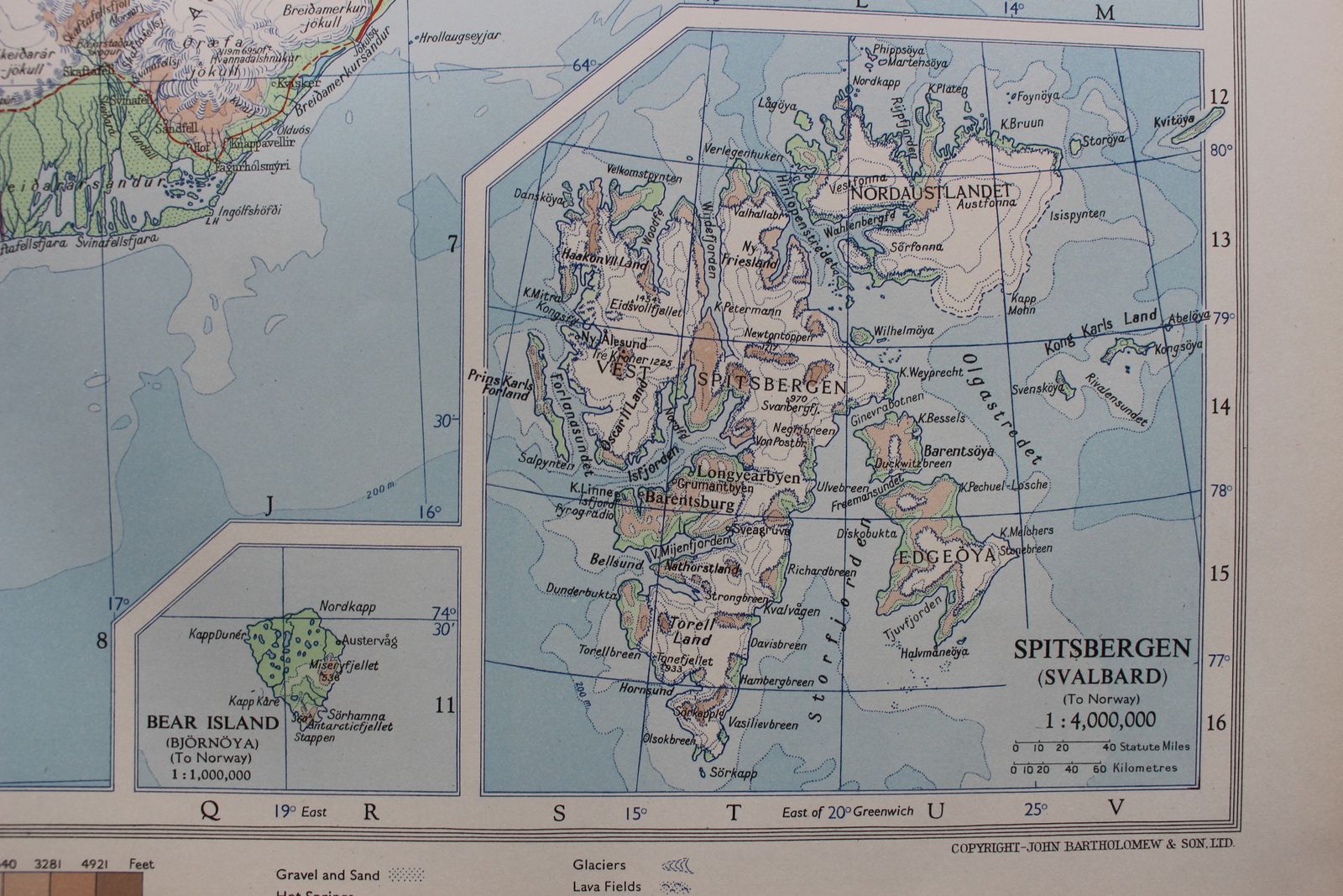 Large Map Of Iceland With Insets Of Spitsbergen, Jan Mayen And Bear Island photo furniture