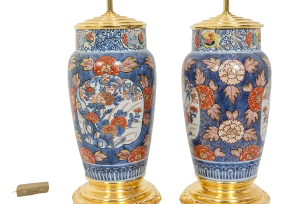 Pair Of Imari Porcelain And Gilded Bronze Lamps. Circa 1880. photo for sale