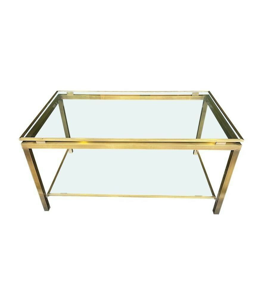 photo furniture A French 1970s Gilt Metal Two Tiered Coffee Table In The Style Of Guy Lefevre