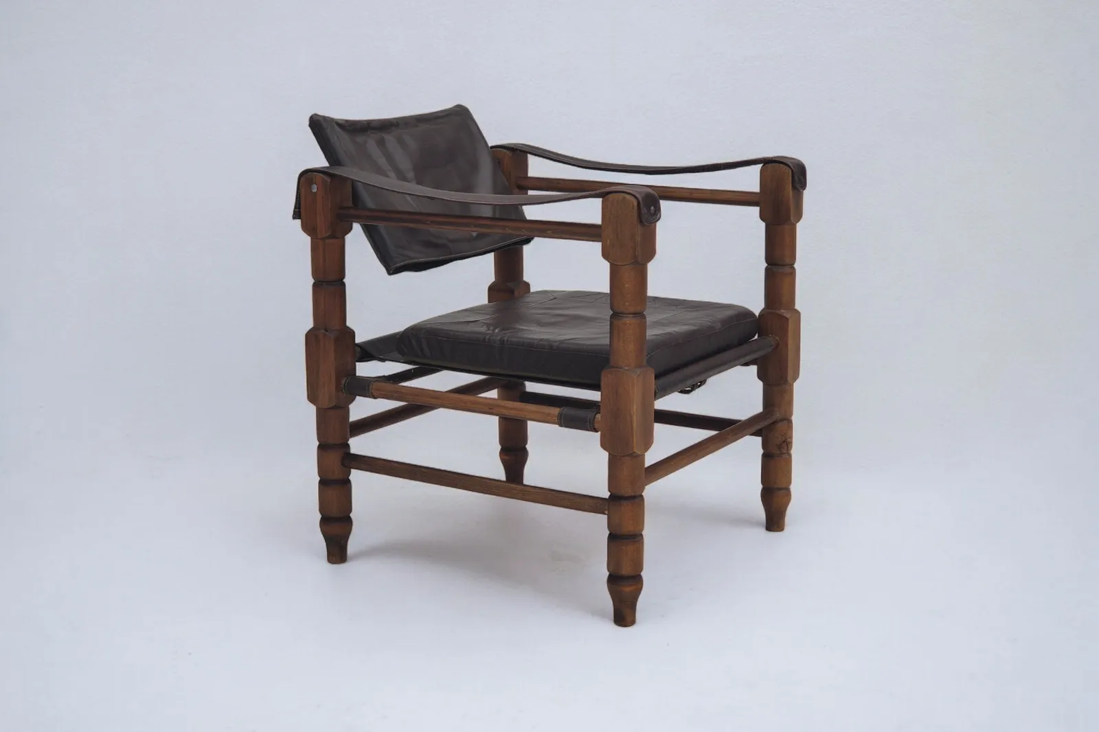 1960s, Scandinavian "Safari" Lounge Chair, Original Condition, Leather, Beech Wood.