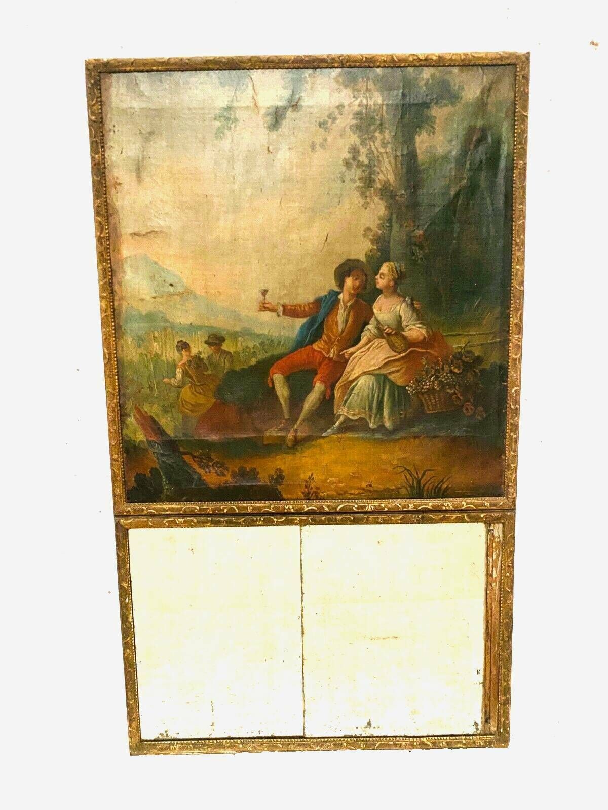Louis XV Style Trumeau In Carved Wood 19th Century photo vintage