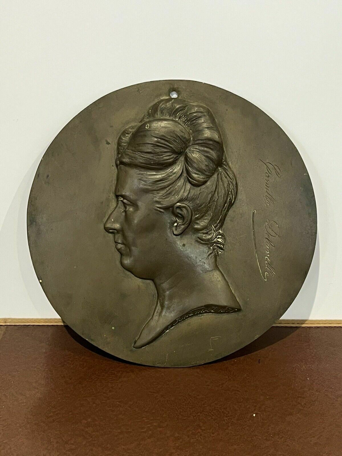 Bronze Plaque By A Jouandot 1831 1884 Of Camille Delaville   Feminist 1838 1888. photo Art