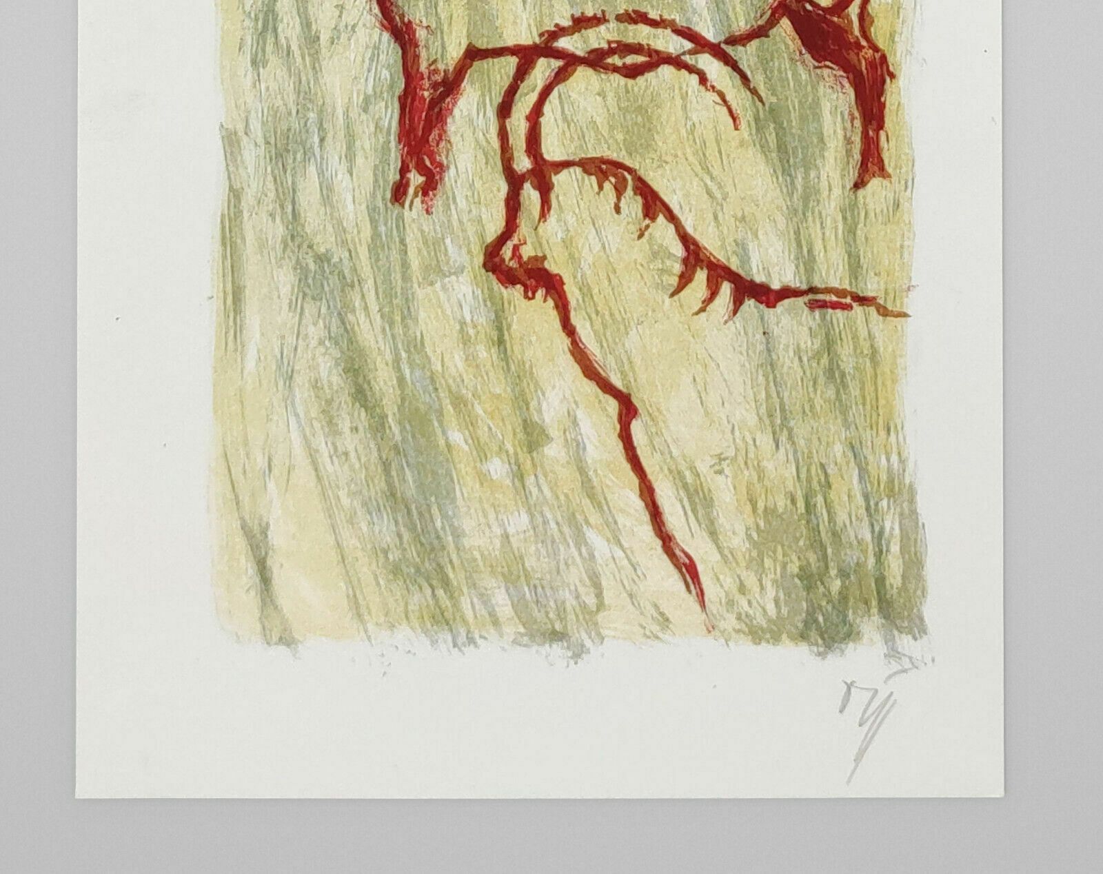 A.W. Diggelmann – Neolithic Niaux Cave Ibex Lithograph Print   Signed 1970s Art photo for sale
