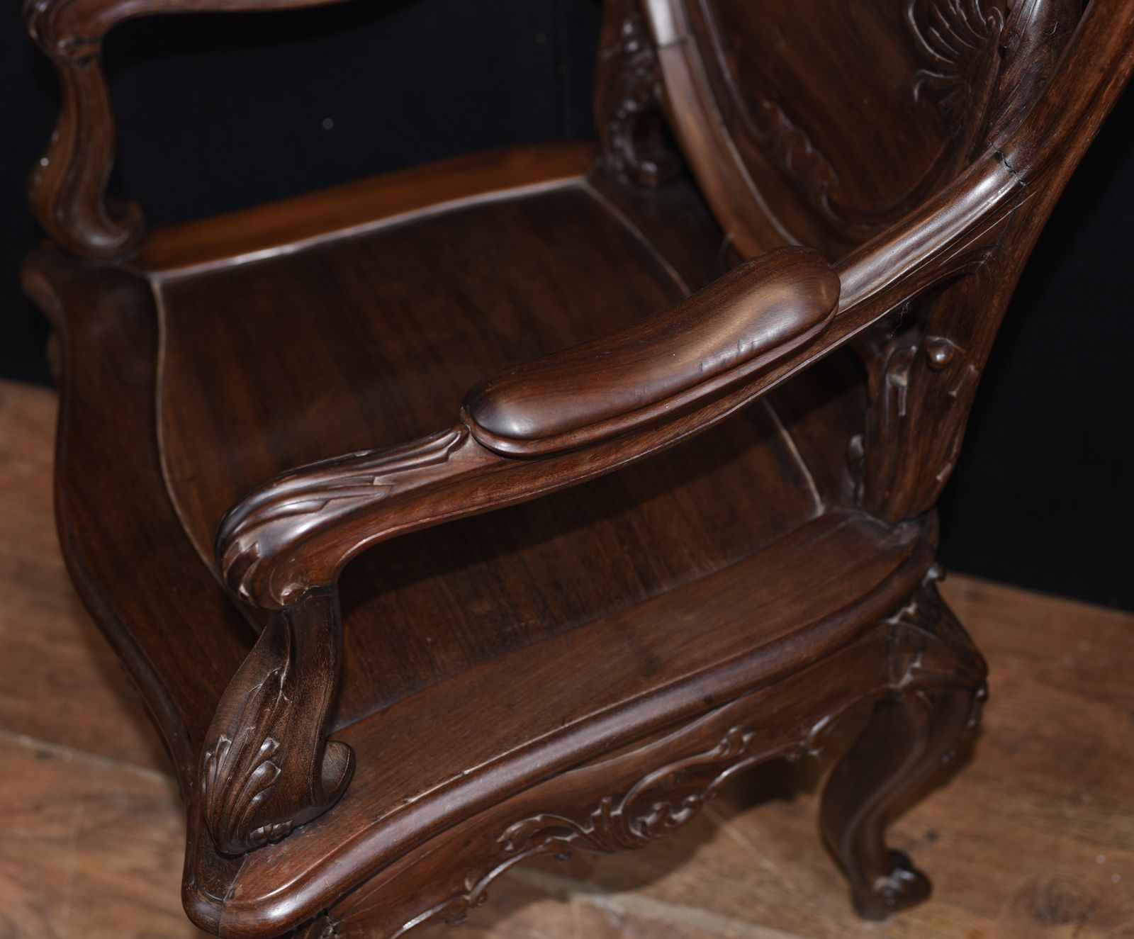 Pair Art Nouveau French Hard Wood Arm Chairs photo for sale