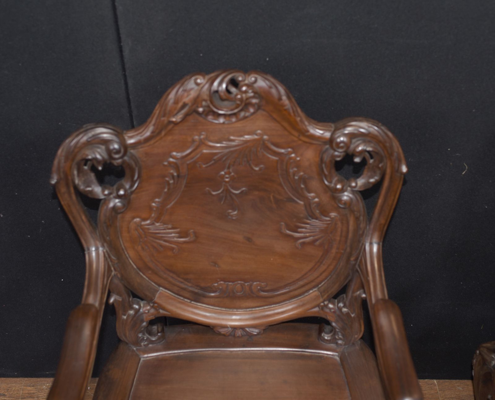 photo for sale Pair Art Nouveau French Hard Wood Arm Chairs