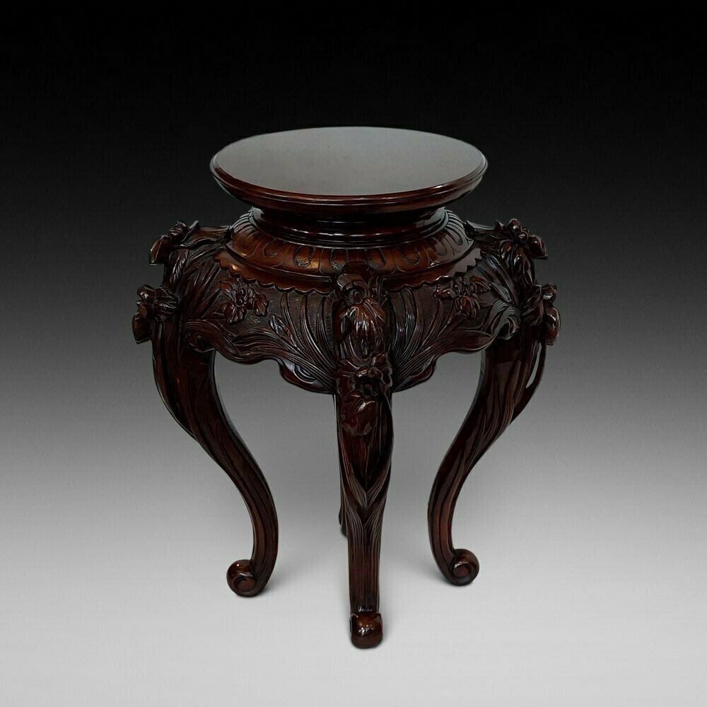 Chinese Mahogany Jardiniere Vase Stand C.1900