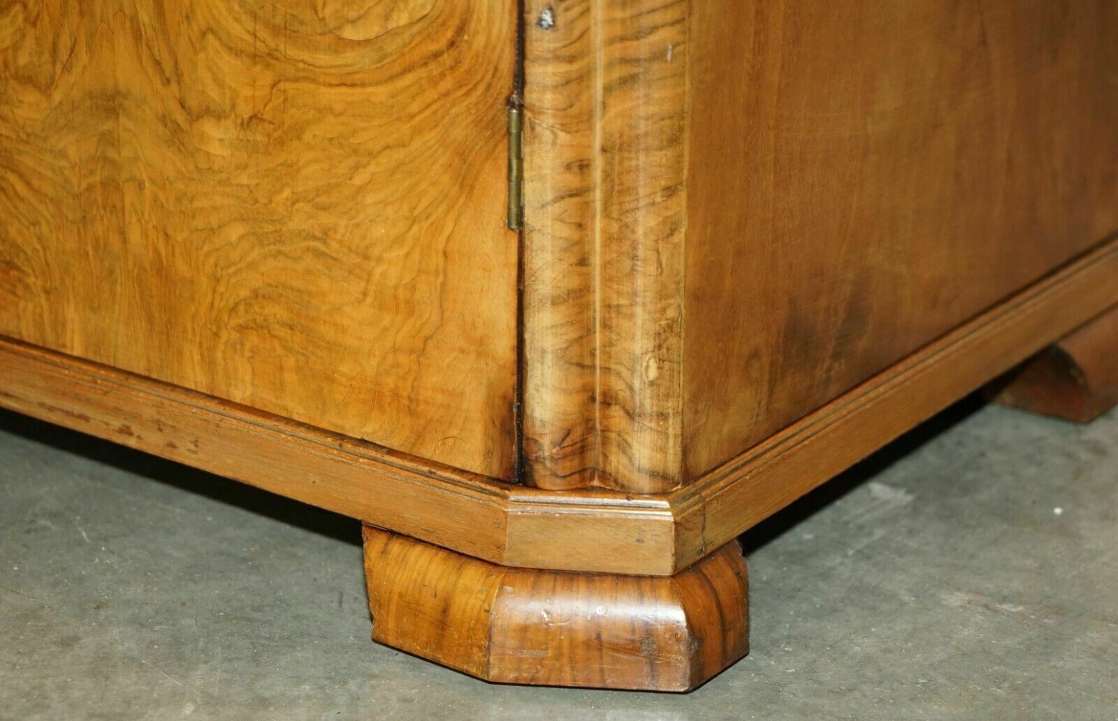 photo for sale Large Antique Art Deco Circa 1930's Satin Walnut Double Wardrobe Part Of Suite