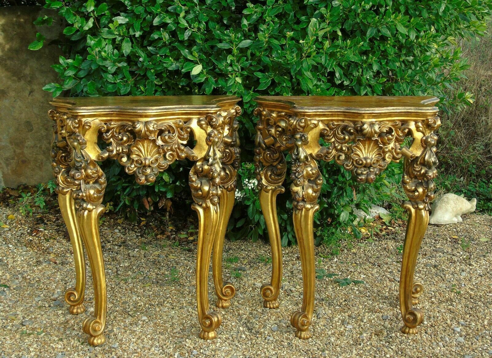 Fabulous Pair Of Giltwood Console Tables 19th Century Rococo