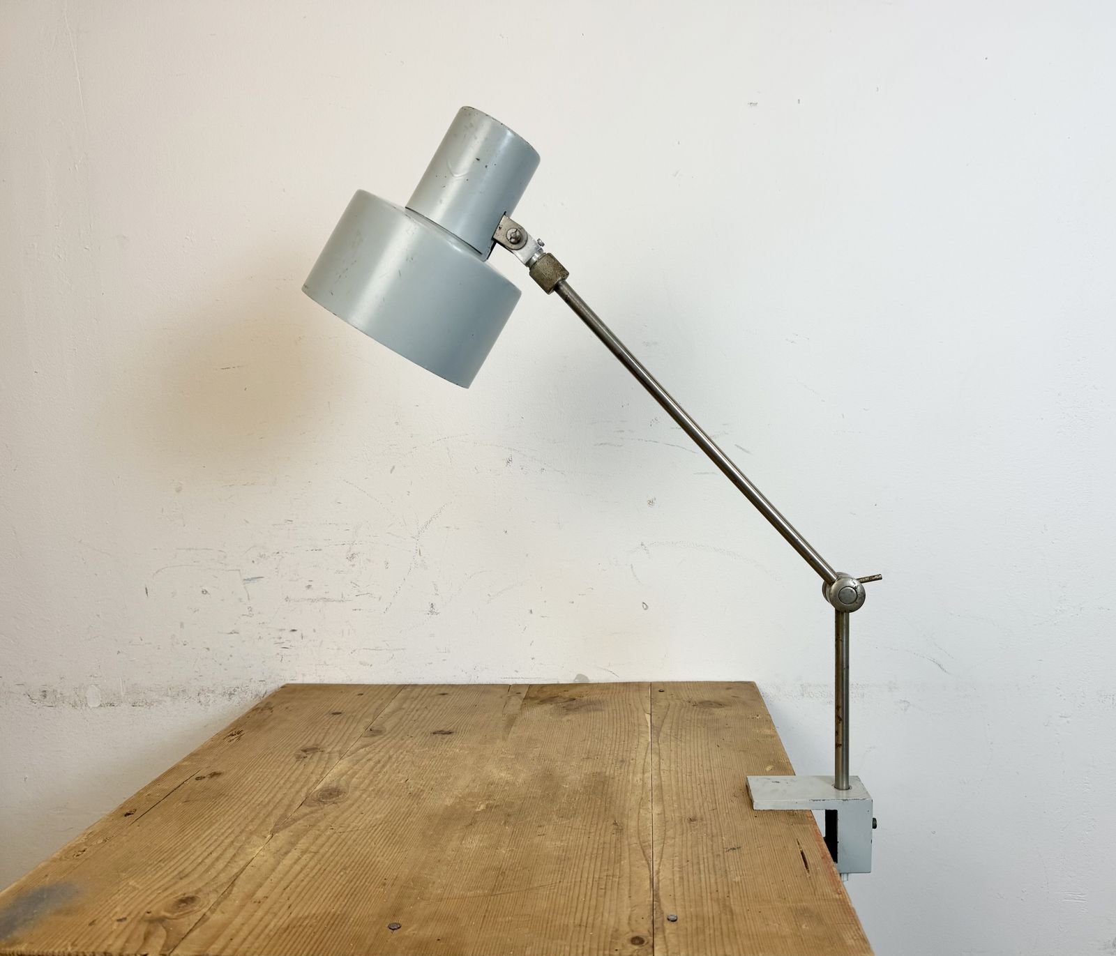 Lighting Grey Industrial Factory Office Desk Lamp From Elektrosvit, 1970s photo