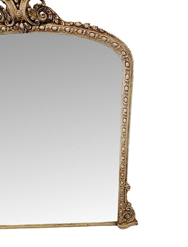 A Very Fine And Unusual Painted And Waxed Archtop Overmantel Mirror photo vinterior