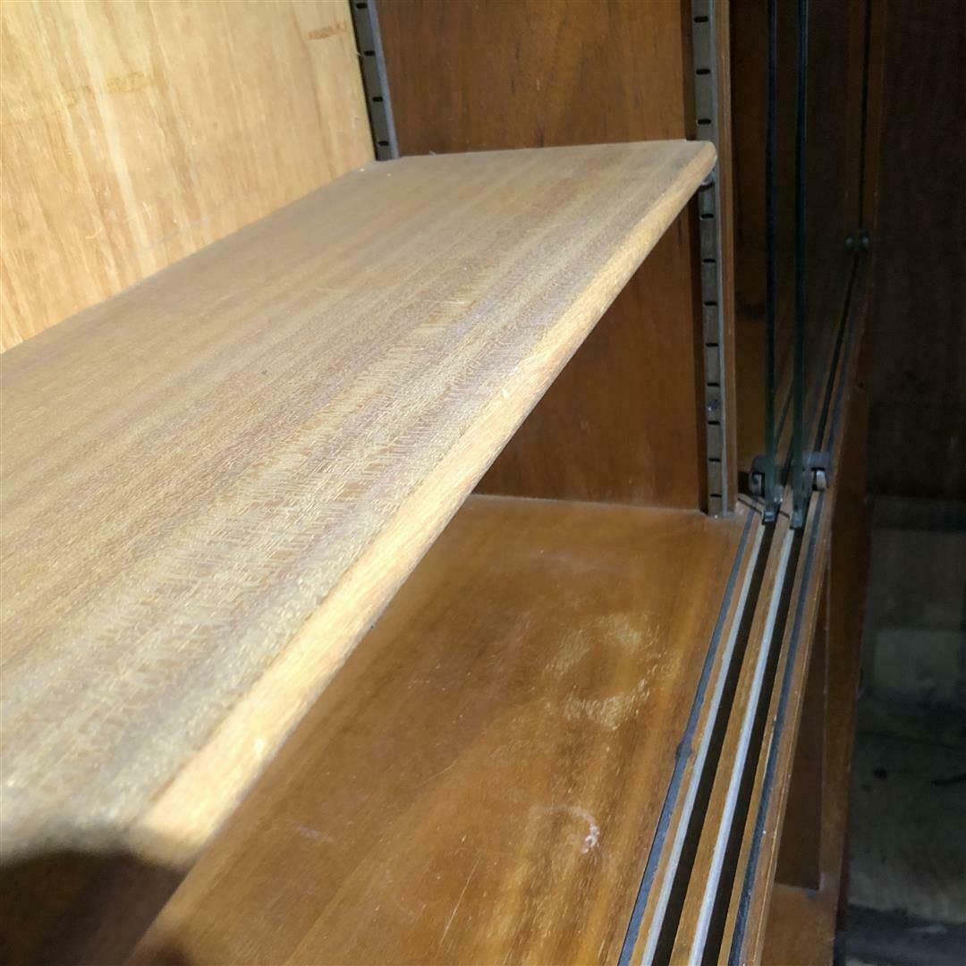 photo vinterior Mid Century Teak Office Shelving System With Sliding Glass Doors 1950s