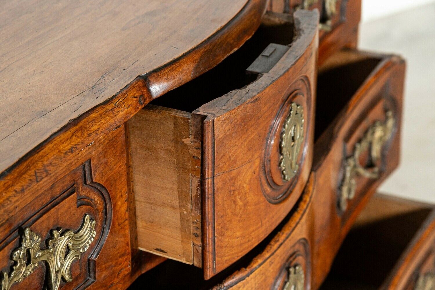 5118.0 18thc Provincial Louis XV Fruitwood Serpentine Commode photo