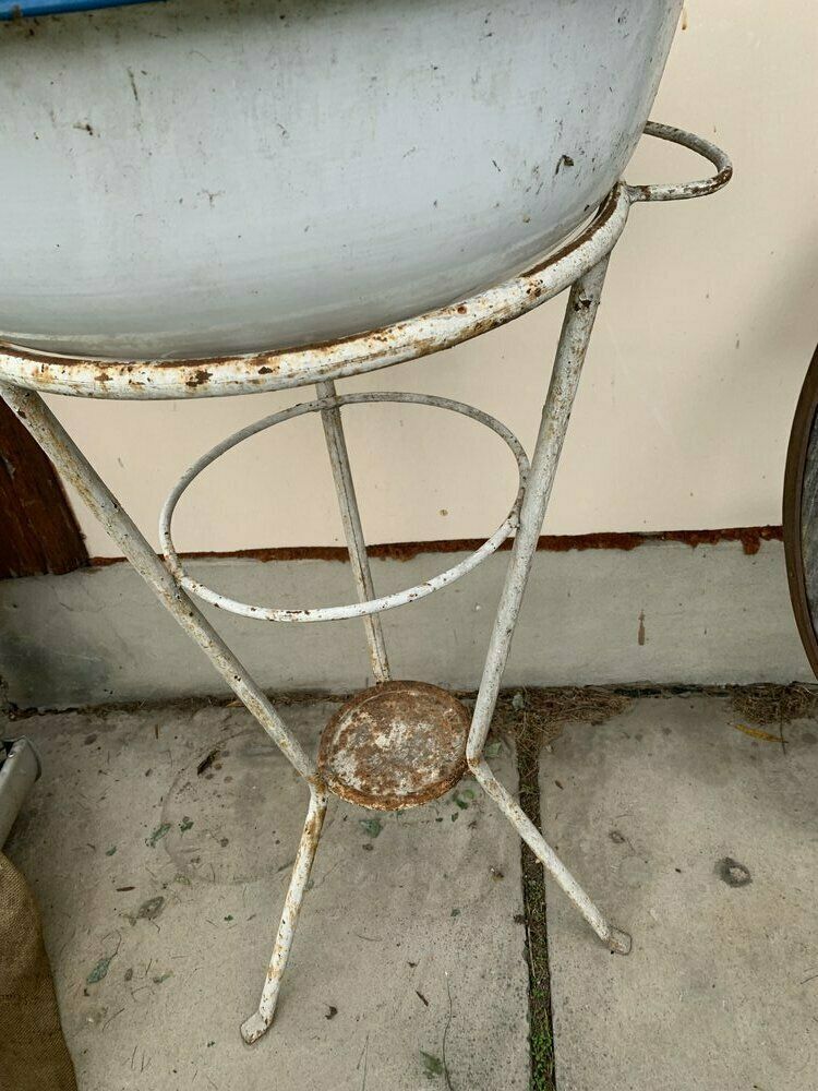 Hungarian Iron Wash Stand Or Garden Planter, 1940s, Set Of 2 photo Home Decor