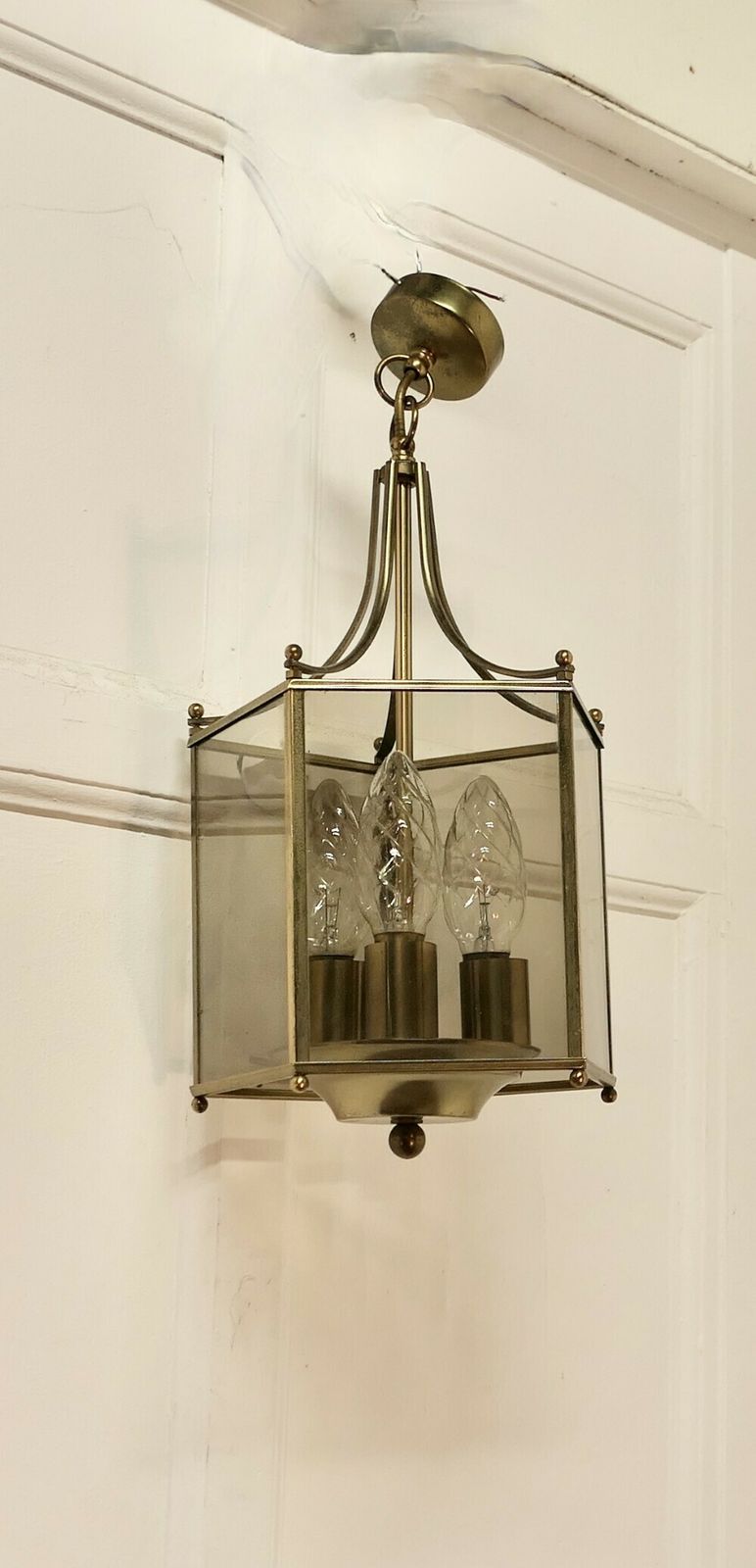 Superb Quality Pair Of Art Deco Style Brass And Glass Lanterns photo furniture