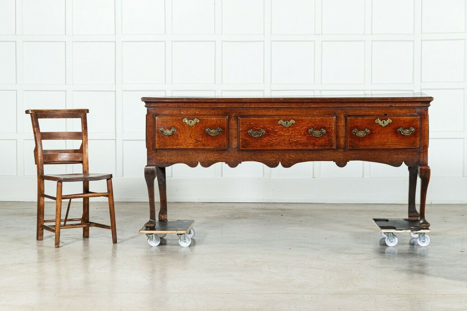 19thc English Oak Dresser Base photo for sale