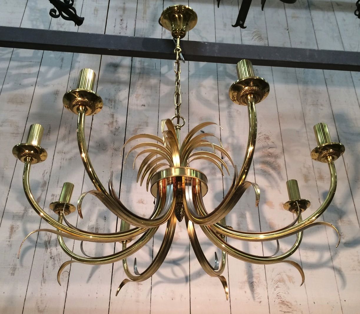 Pineapple Chandelier In Brushed Metal And Gold Metal In The Taste Of Maison Charles