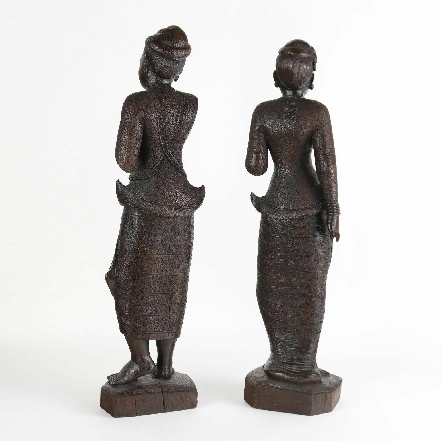 photo furniture Pair Of Antique Figurines Solid Wood Burma Early XX Century