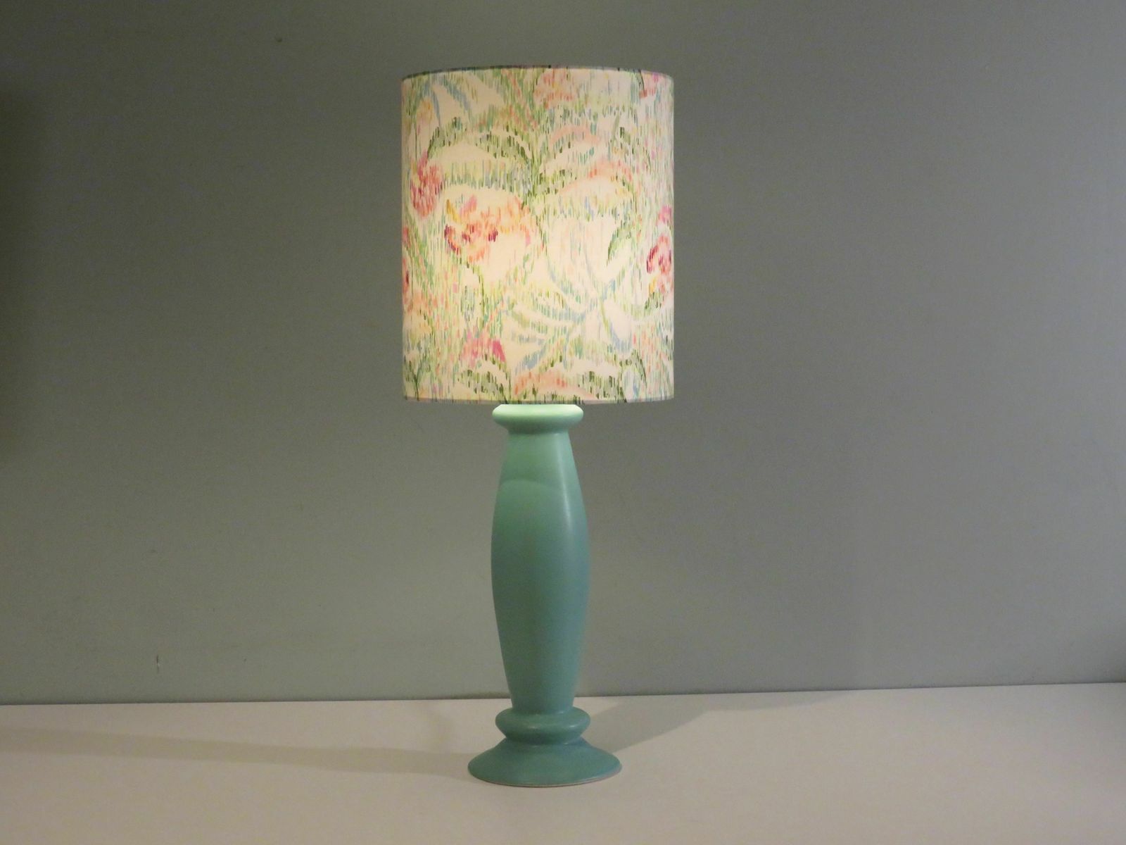 photo furniture Mint Green Ceramic Table Lamp From Porcelaines De Bruxelles In Memphis Style. 1980s