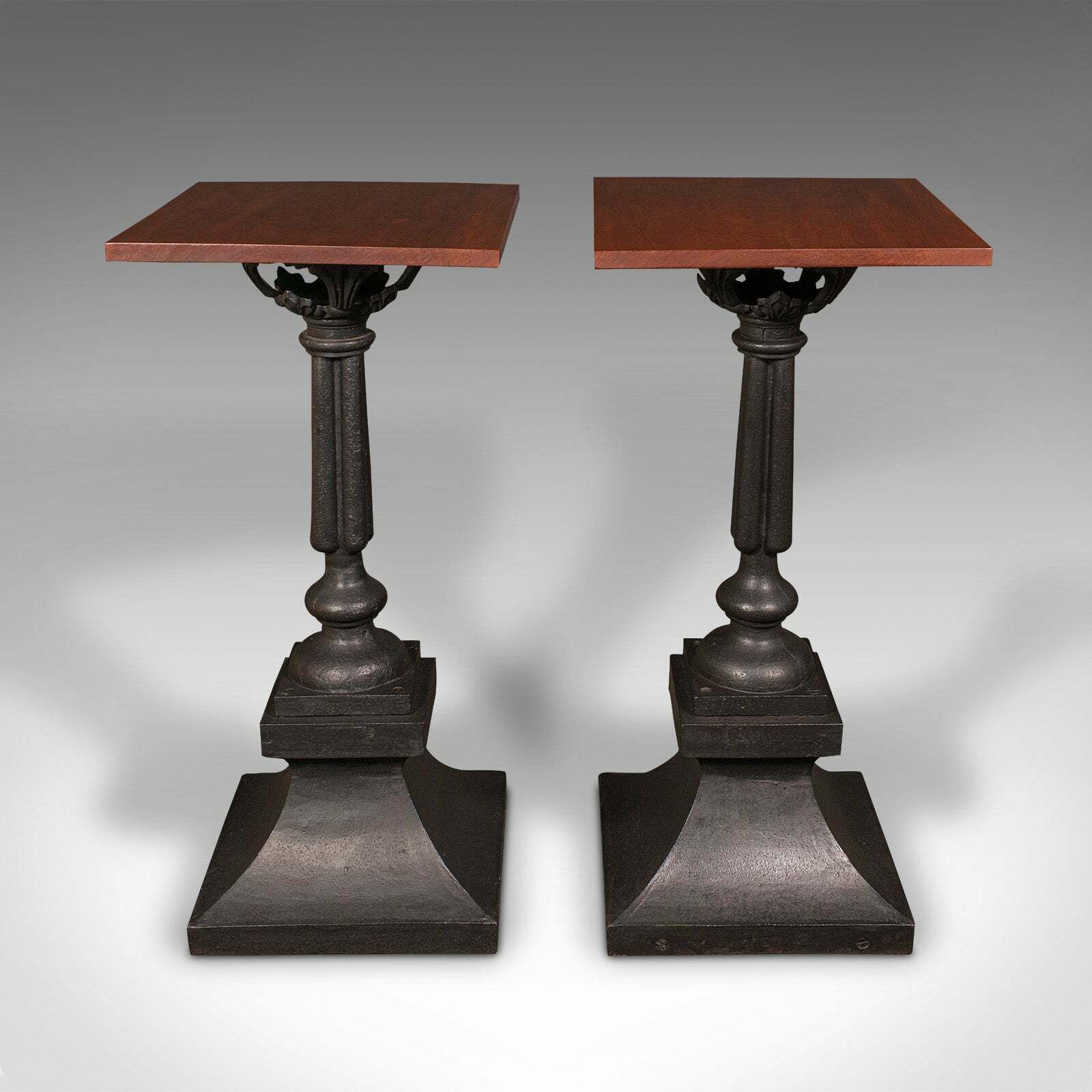 Heavy Pair Of Portico Tables, English, Iron, Statuary, Planter Stand, Victorian photo furniture