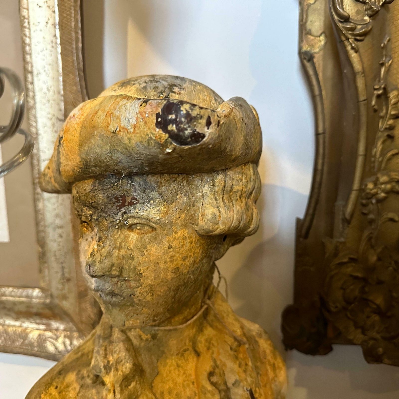A 1900s Art Nouveau Patinated Wood Italian Bust Of A Young Boy photo vinterior