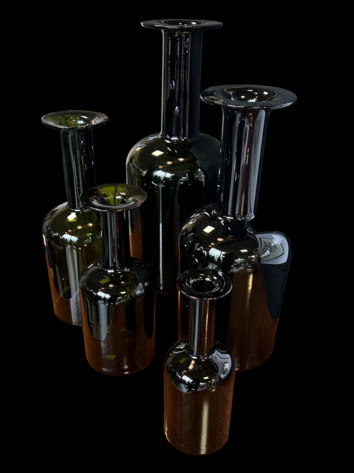 Set Of 5 Green 'Gulvase' By Otto Brauer For Holmegaard photo Home Decor