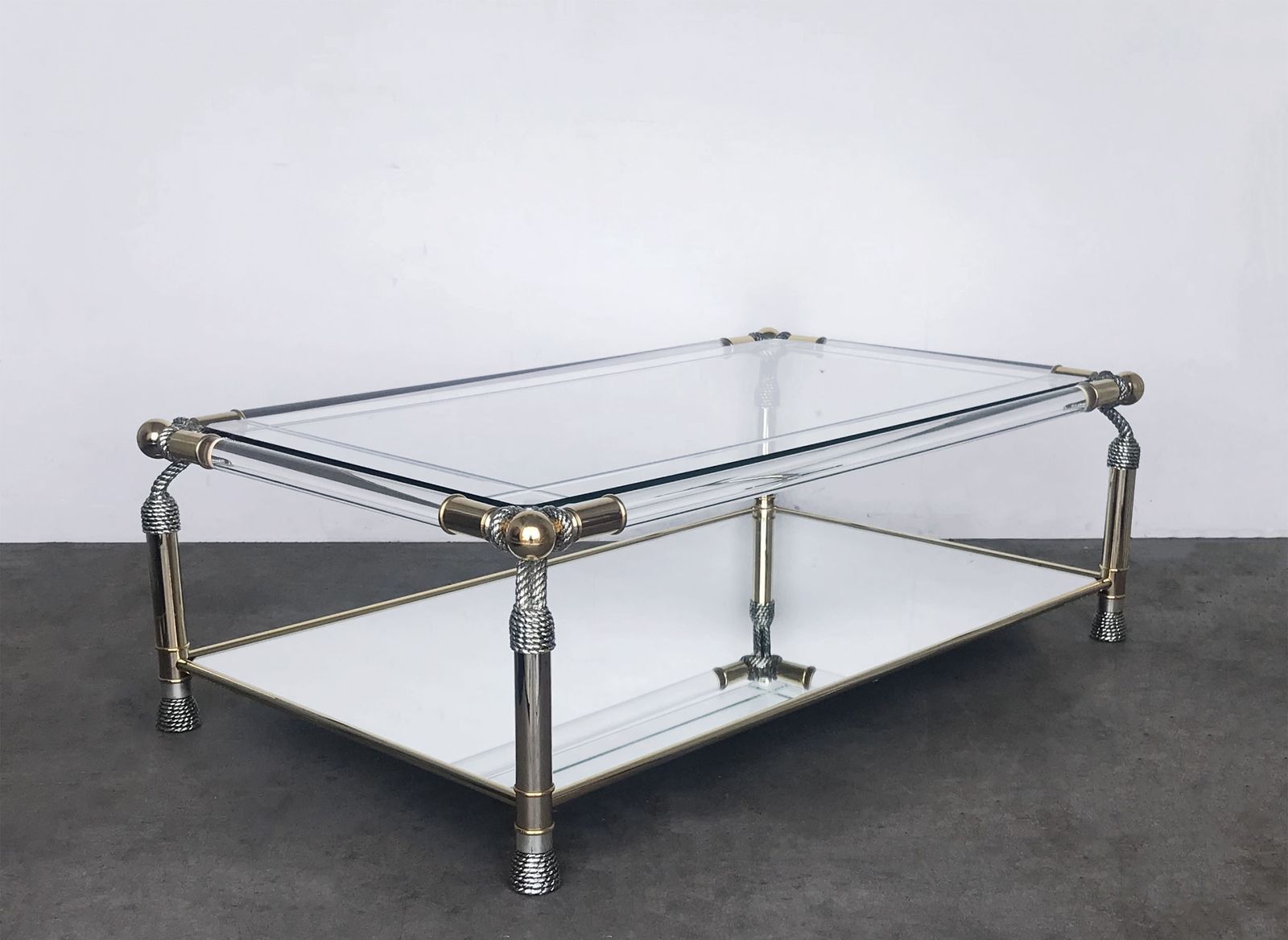 Rare 'Meubles Curvasa' Hollywood Regency Style Sculptural Lucite And Glass Large Rectangular Coffee Table