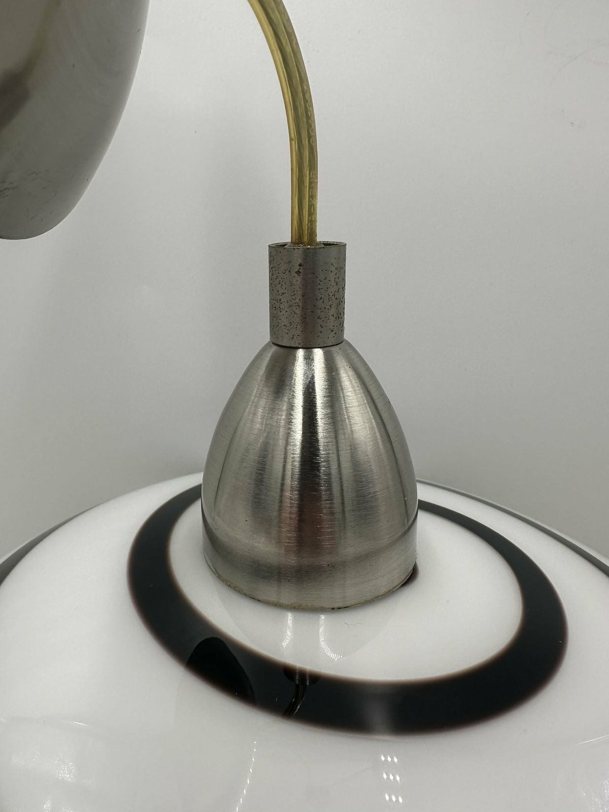 Vintage Modern Swirl Zebra Glass Lamp, Black And White Ceiling Light Eglo photo for sale