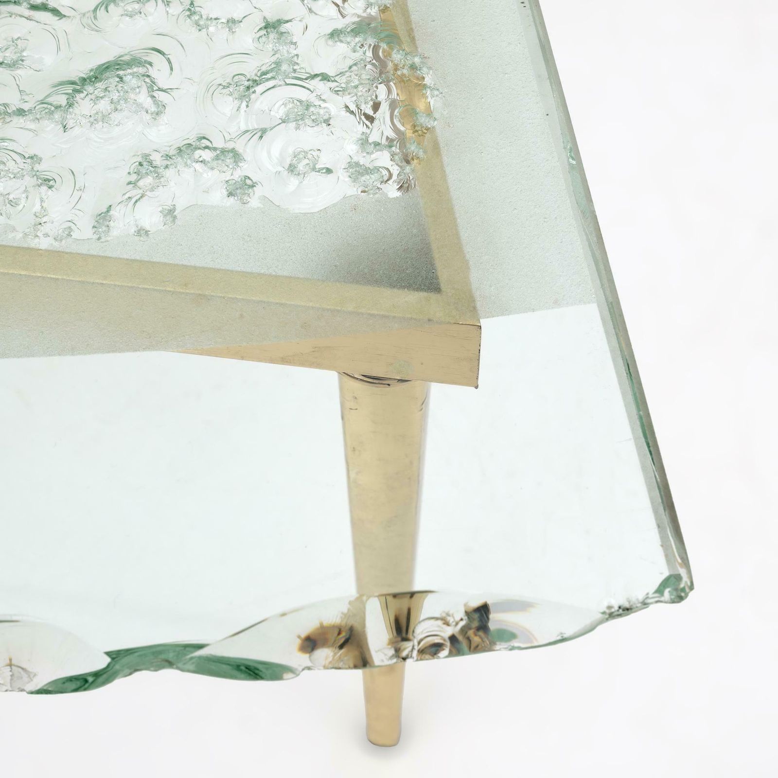 Fontana Arte Mid Century Modern Chiseled Glass Coffee Table By Max Ingrand, 50s photo vinterior