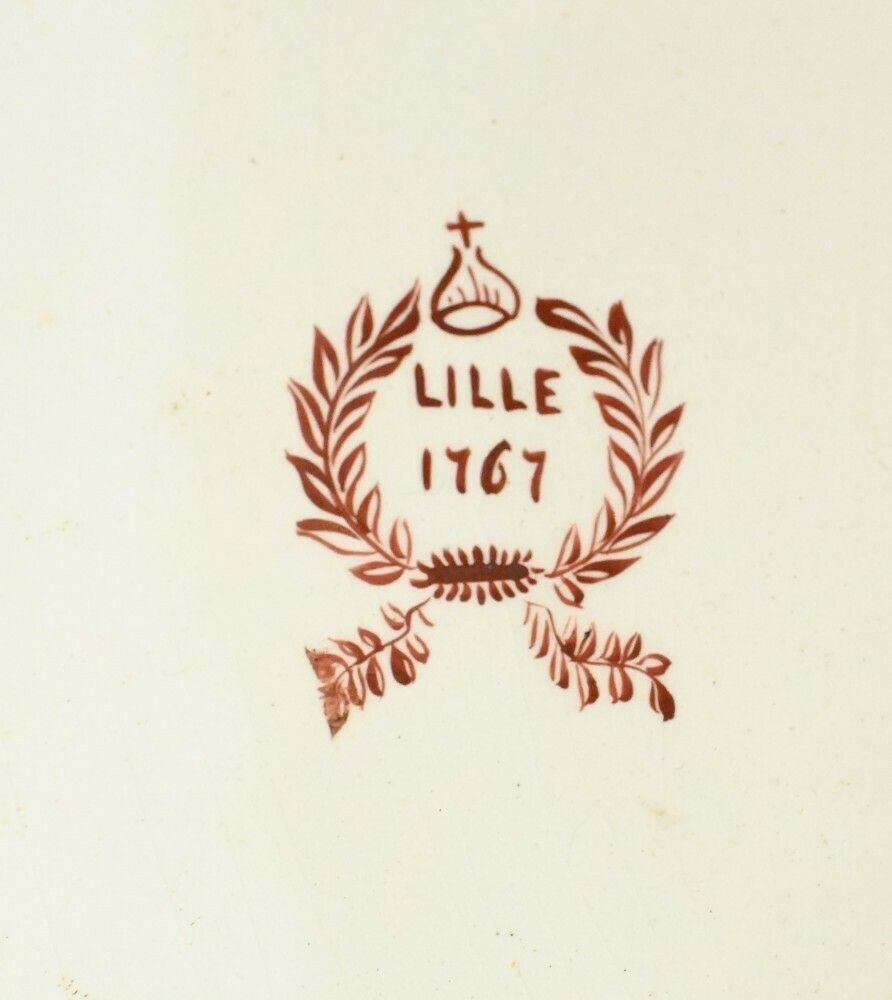 1450.0 Pair Lille Porcelain Candelabra Plates Girandole Painted photo
