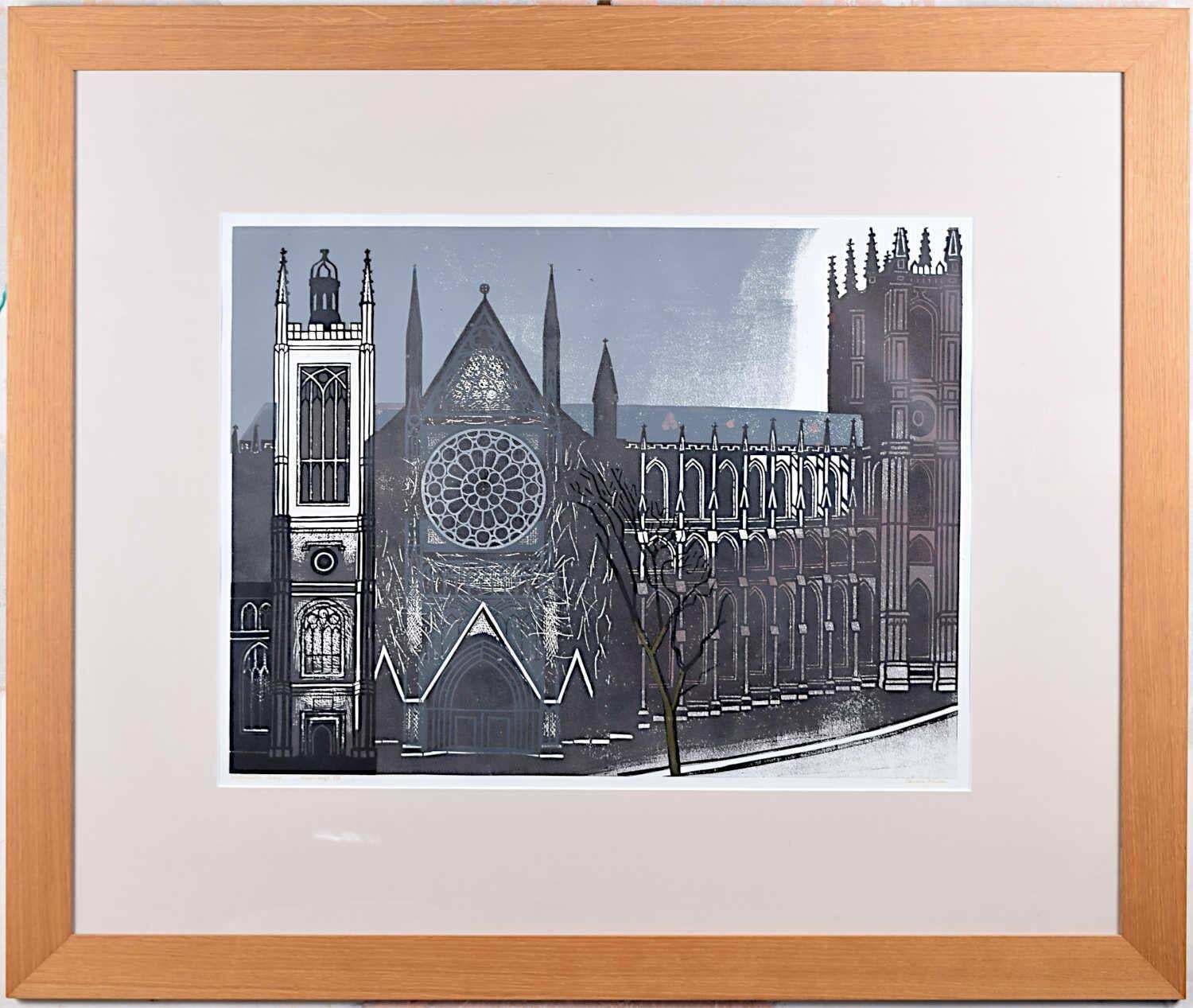 Westminster Abbey 20th Century Linocut Print By Edward Bawden 1966 photo 2850.0