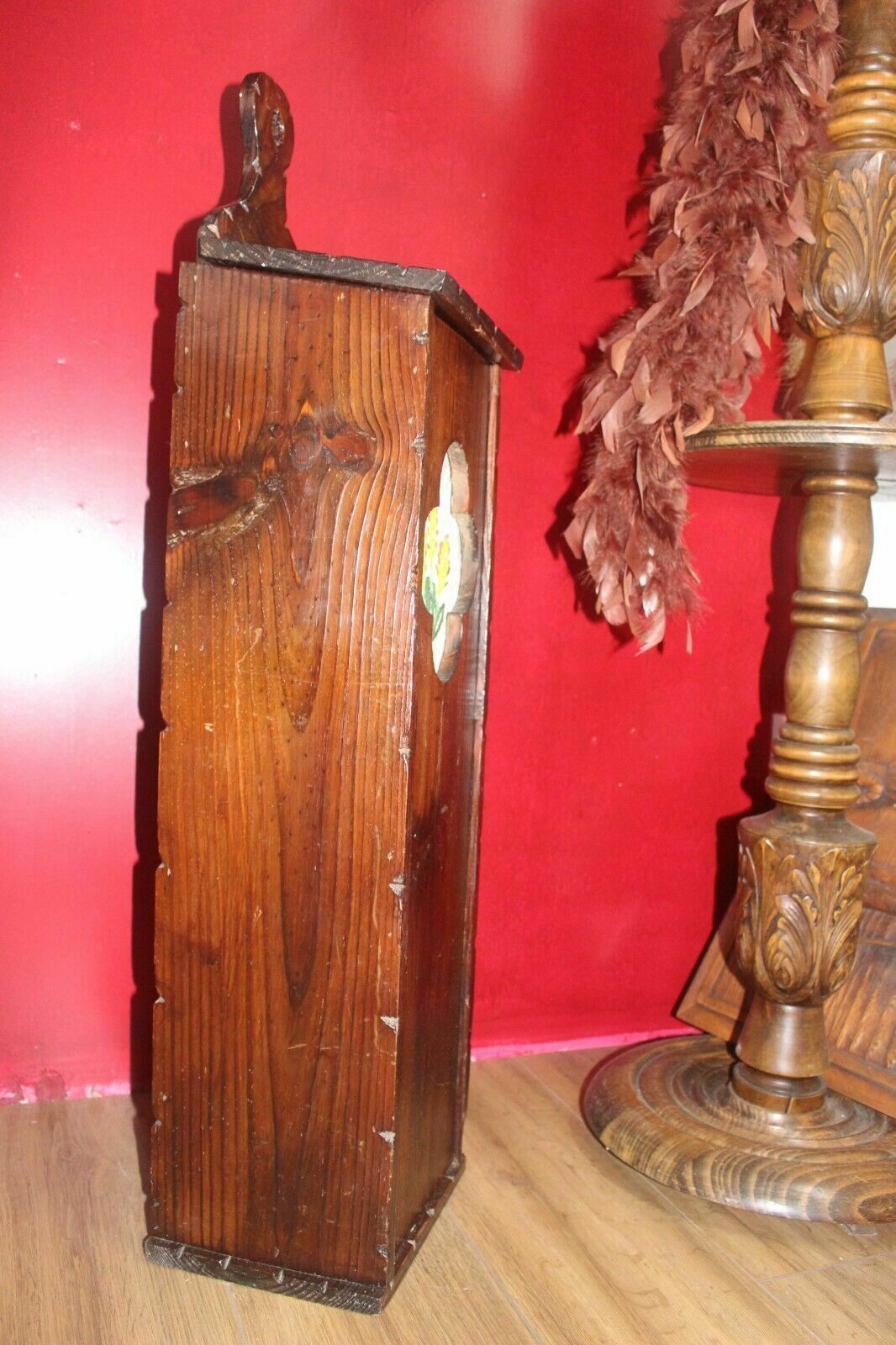 Vintage French Provincial Wall Floor Standing Baguette Box, Huche A Pain photo for sale