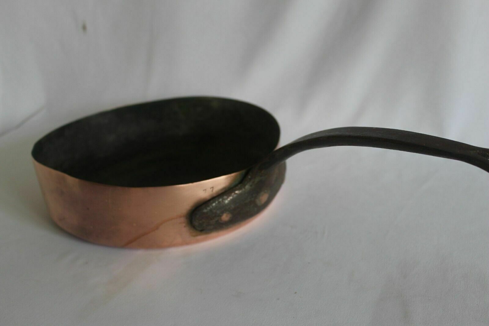 French Professional Rare Find Copper Fry Pan N. 77 Iron Handle 0 7 1 Paris 27x7 photo Home Decor