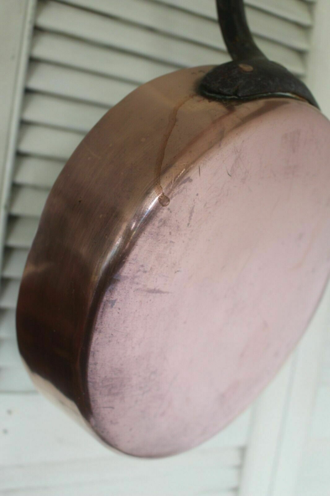 French Professional Rare Find Copper Fry Pan N. 77 Iron Handle 0 7 1 Paris 27x7 photo 113.0