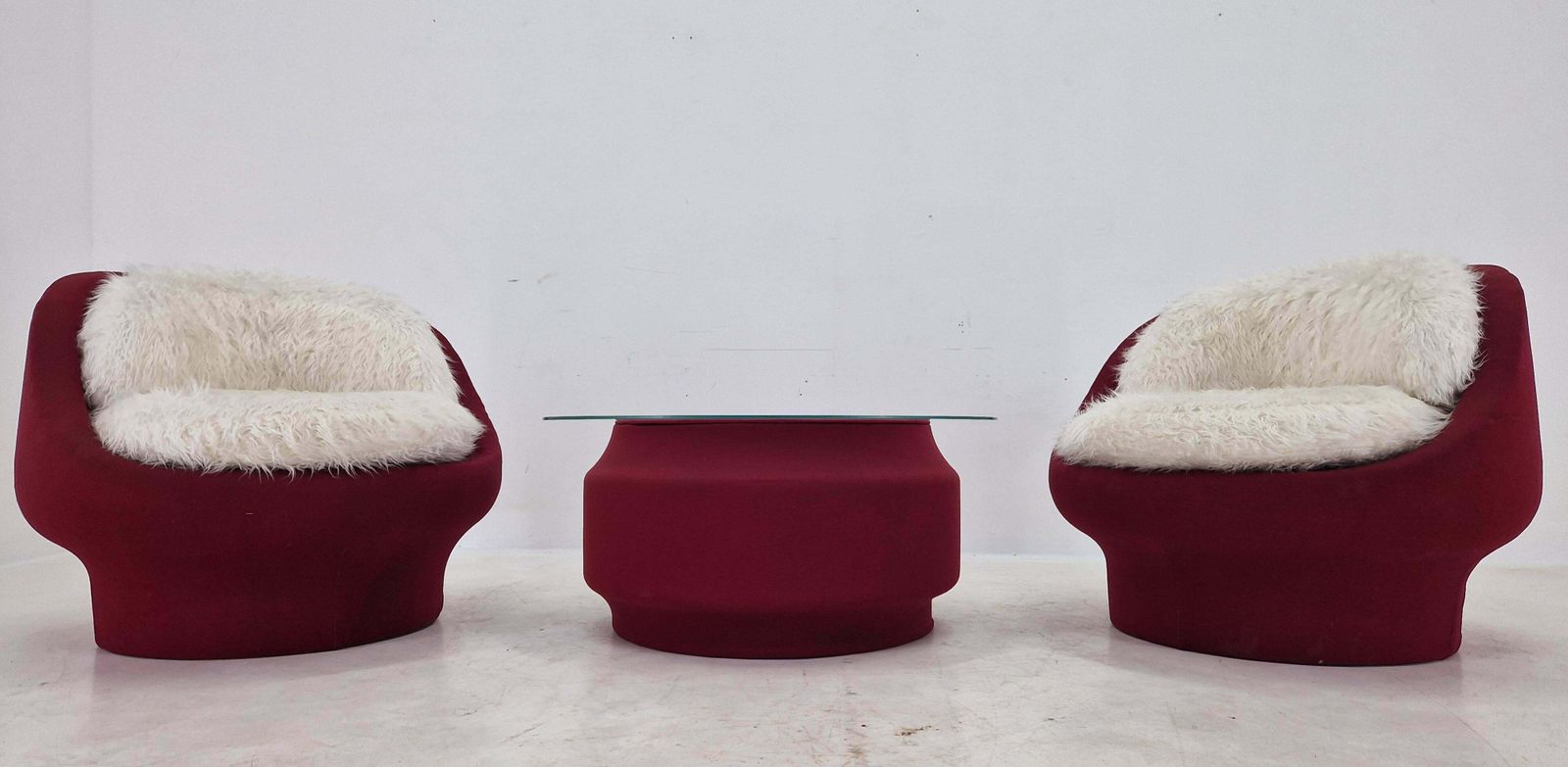 Set Of Two Lounge Or Club Chairs And Coffee Table, France, 1970s photo for sale