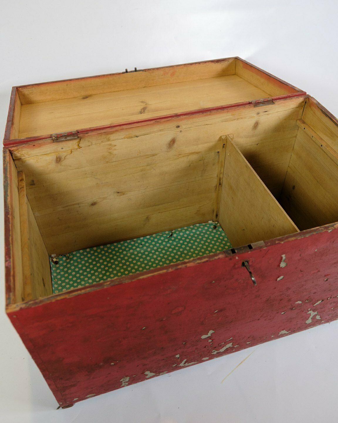 photo for sale Antique Red Painted Chest  With Storage Space From 1830