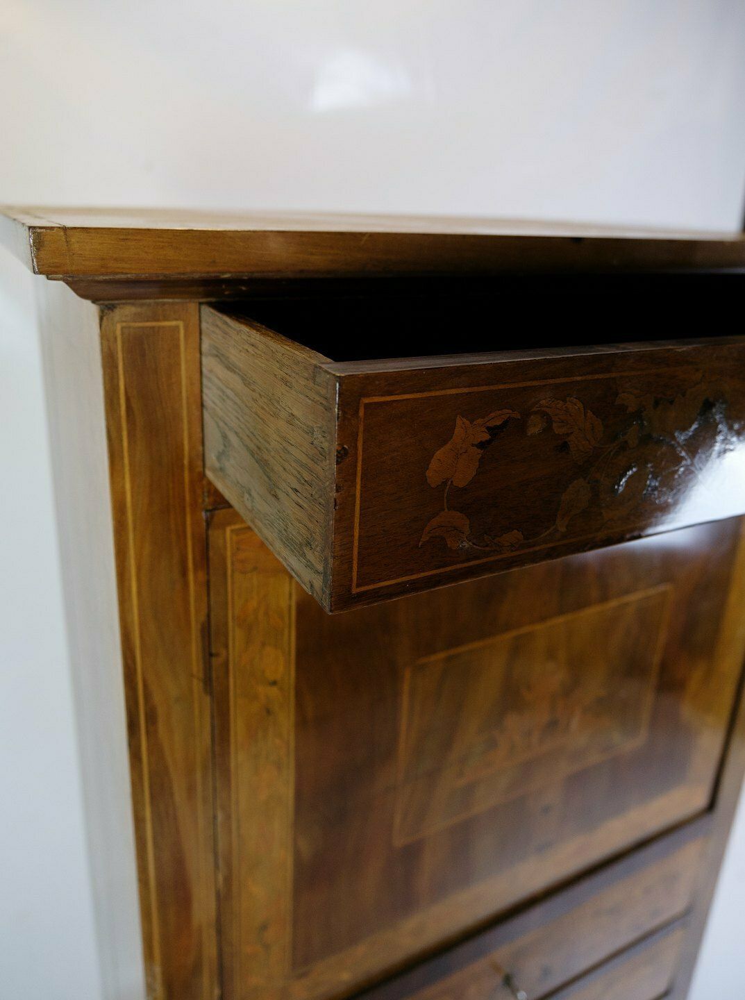 Secretary Empire Style In Hand Polished Mahogany With Intarsia From 1820 photo Furniture