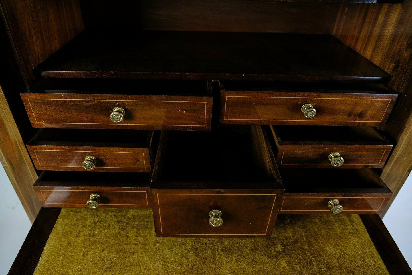 Secretary Empire Style In Hand Polished Mahogany With Intarsia From 1820 photo vintage