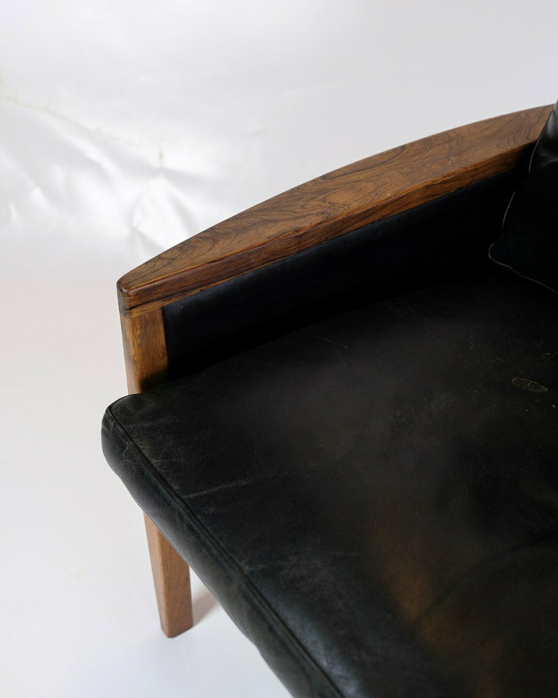 Armchair In Rosewood  & Black Leather By Hans Olsen For Brdr. Juul Kristensen From 1960s photo for sale