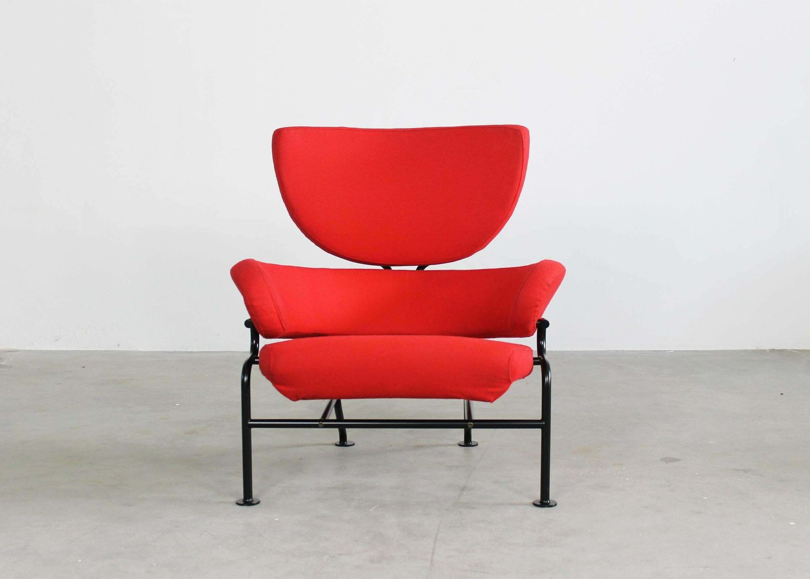 Franco Albini Pl19 Or Tre Pezzi Armchair In Red Fabric By Poggi 1970s
