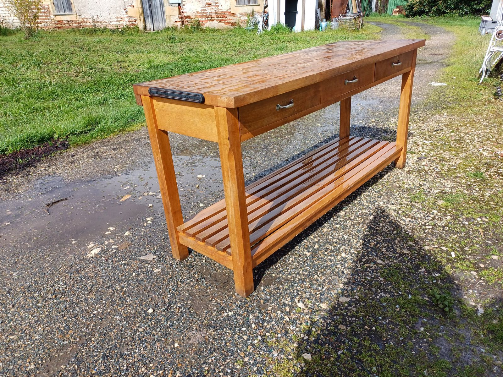 Wooden Drapery Table, 3 Drawers. photo 626.0
