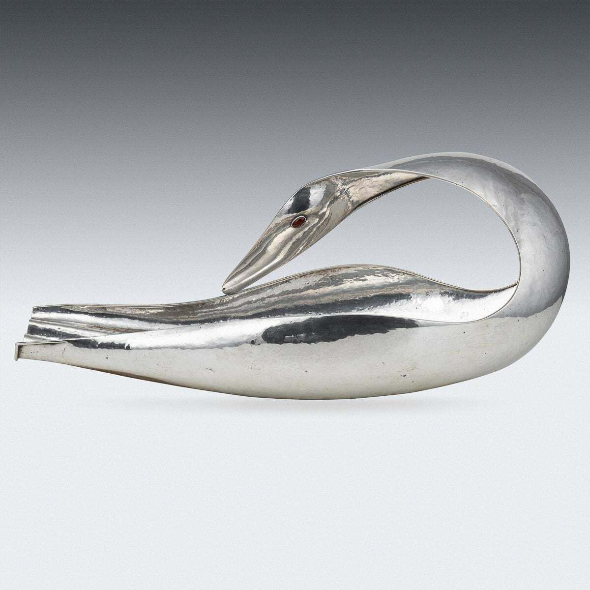 Italian Silver Baguette Tray In The Form Of A Swan, By Finzi C.1970 photo 9595.0