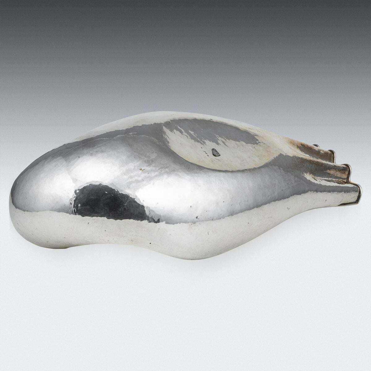 Italian Silver Baguette Tray In The Form Of A Swan, By Finzi C.1970 photo buy