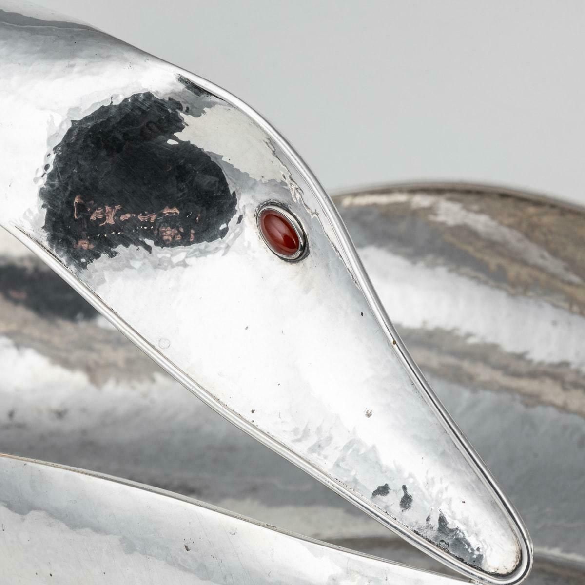 Home Decor Italian Silver Baguette Tray In The Form Of A Swan, By Finzi C.1970 photo