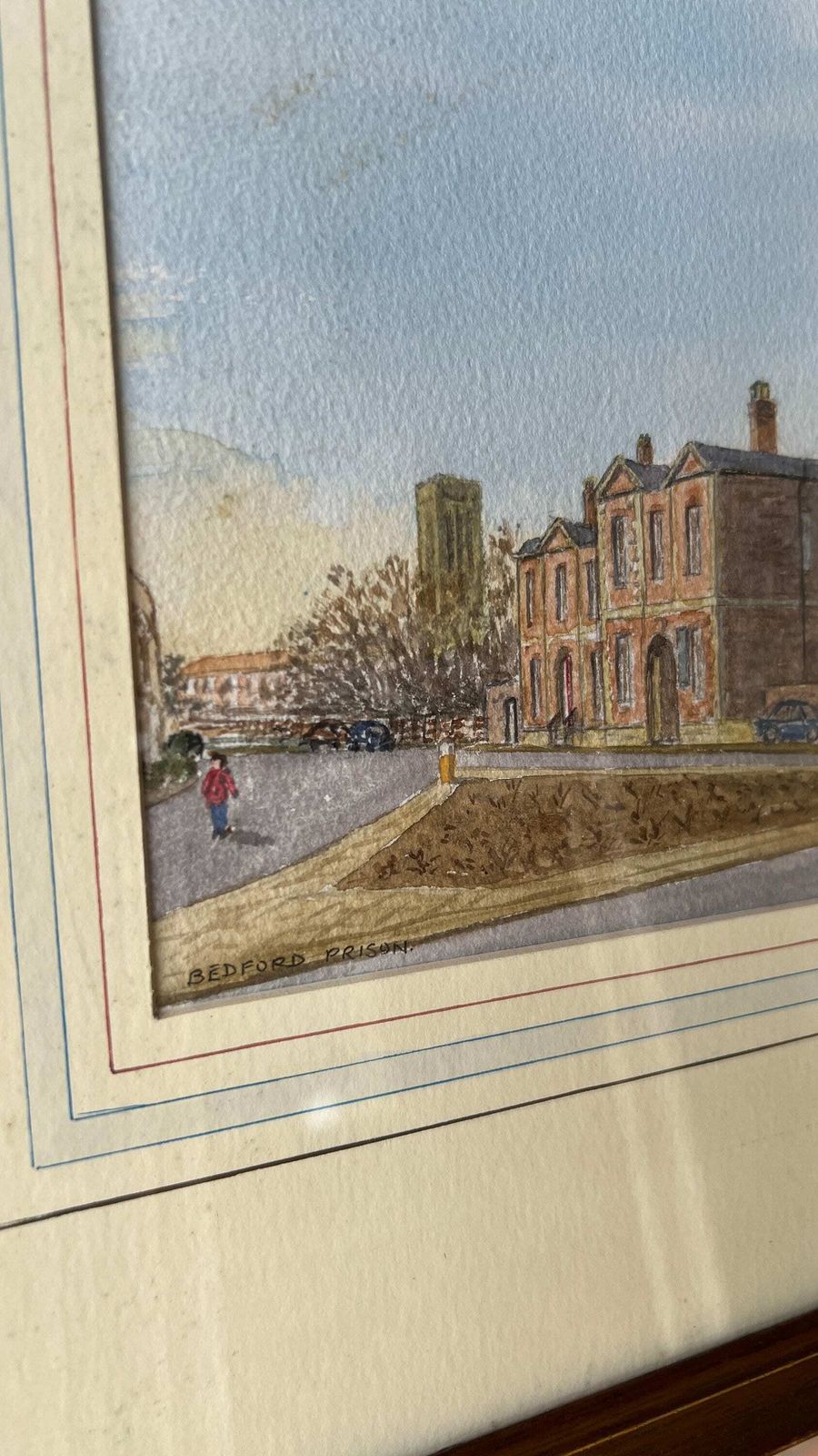 Original Framed Watercolour Painting Signed By Ronald Brown [Depicts Bedford Prison Building] photo for sale