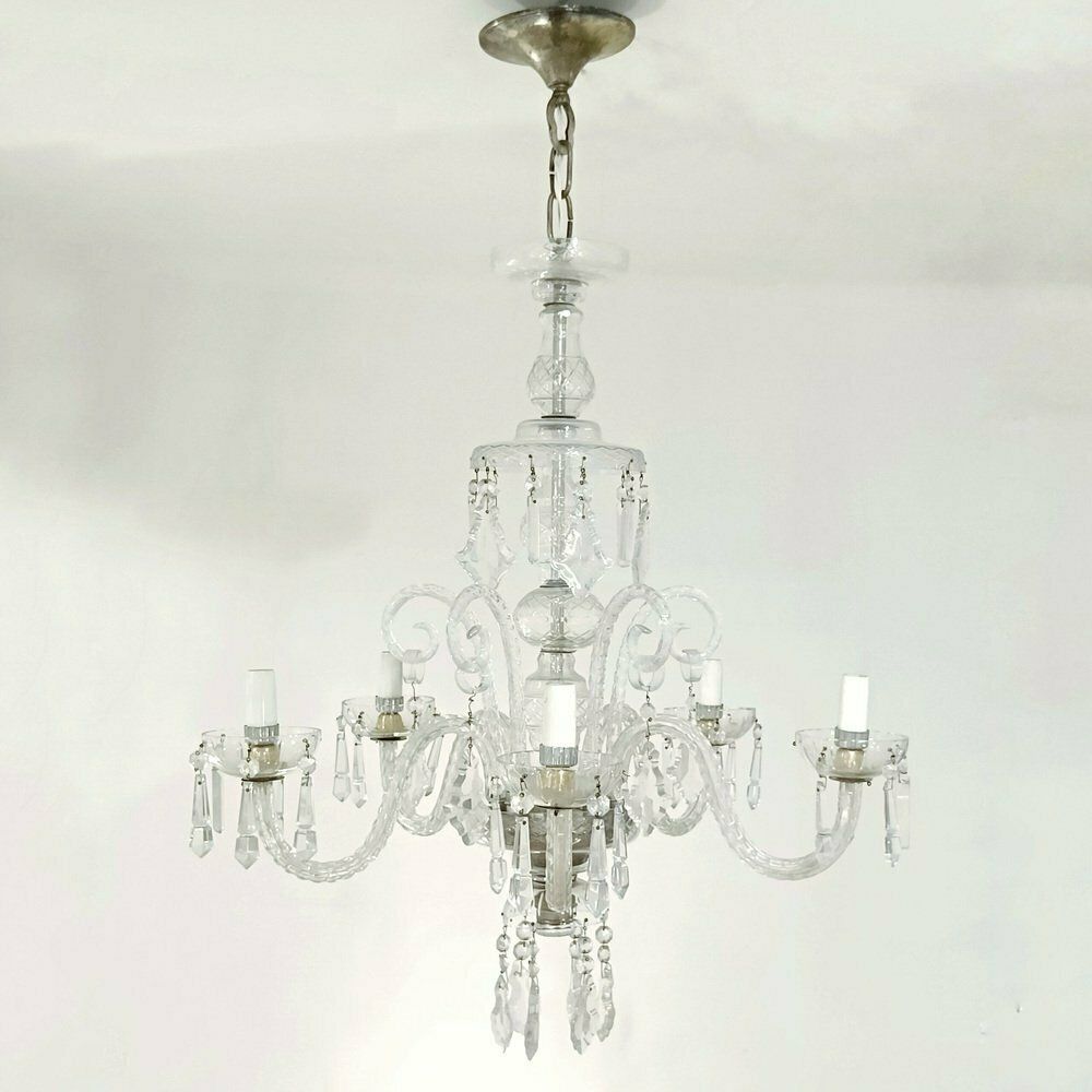 Bohemian Cut Lead Crystal Chandelier, 1930s photo furniture