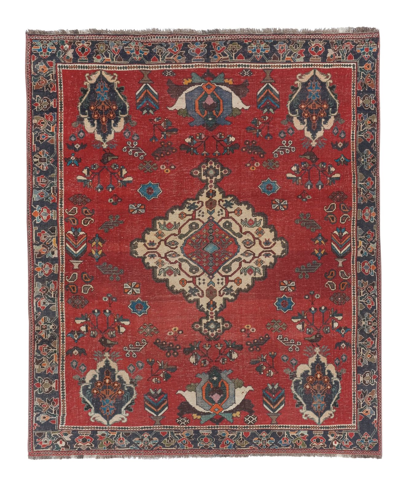 Vintage Red Hand Knotted Turkish Oushak Rug 5'7" X 7'1"