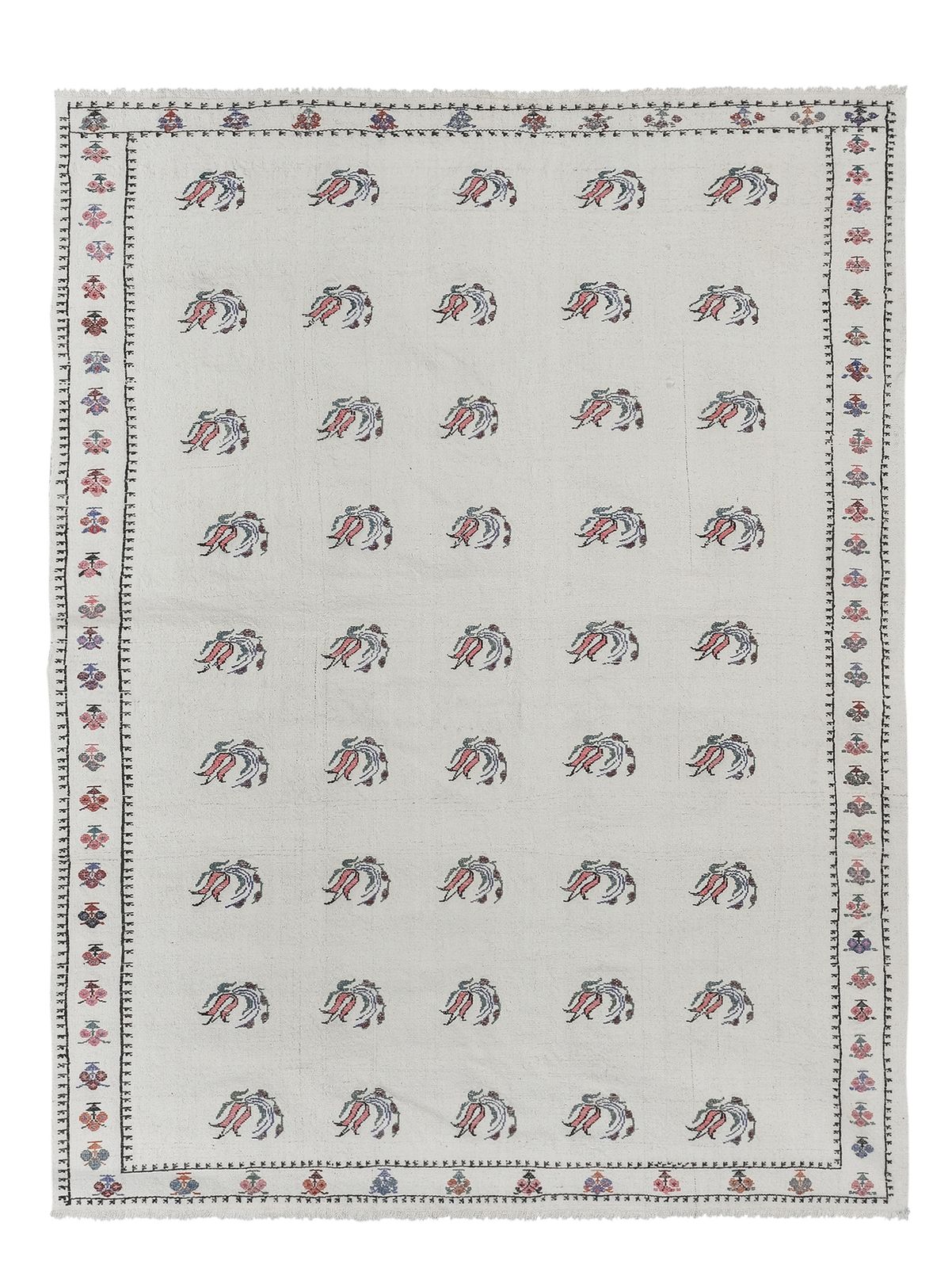 Aubusson Floral Turkish Kilim Rug 5'1" X 6'11"